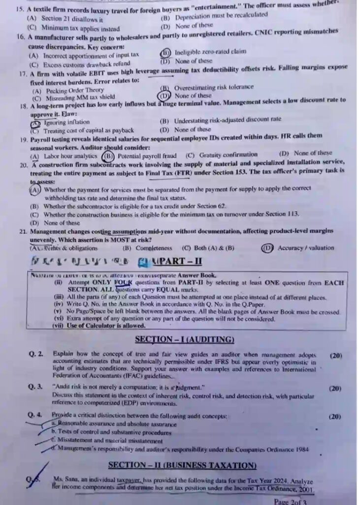 CSS Accountancy and Auditing Paper 2026