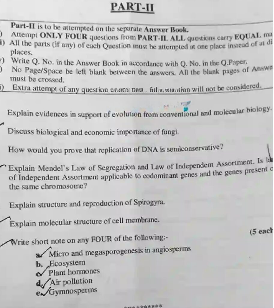 CSS Botany Past Paper 2026