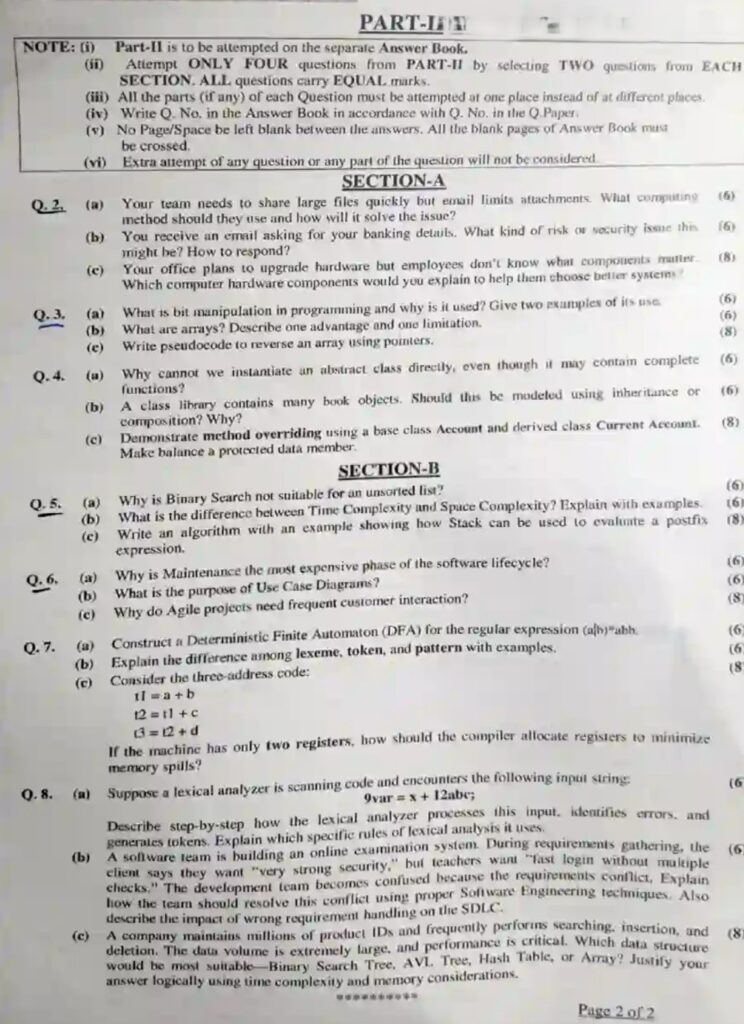 CSS Computer Science Past Paper 2026